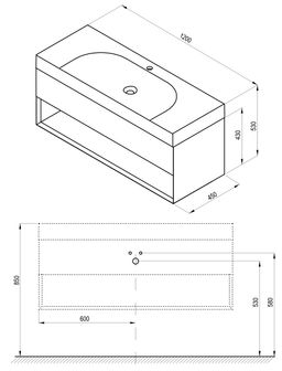 Ravak Lite Skříňka pod umyvadlo 120x45 cm, bílá lesk X000001867 - galéria #4