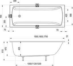 Ravak Classic II Slim Vaňa 160x70 cm, biela CC41300000 - galéria #4