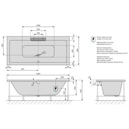 Polysan Cascata Hydromasážna vaňa 185x85x45 cm, Active Hydro-Air, biela 73836.101.2020 - galéria #2