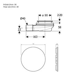 Polysan Mirai Vaničkový sifón 90 mm, DN40, kryt biely 72730W - galéria #3