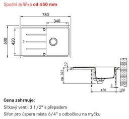 Franke Basis BFG 611-78 Granitový drez s odkapávačom, obojstranný, 78x50cm, biely led, 114.0285.168 - galéria #1
