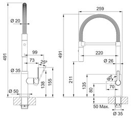 Franke Maris Dřezová baterie se sprškou, chrom, FS2845.031 - galéria #5