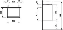 Laufen Base 2.0 Skříňka pod umyvadlo 42 cm, závěsy vlevo, divoký dub H4112211082671 - galéria #1