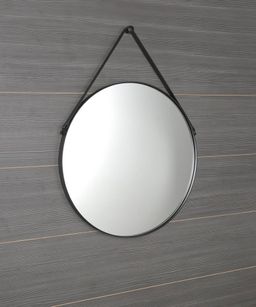 Zrkadlo Sapho Orbiter 50 cm s koženým remienkom, matná čierna ORT050 - galéria #1