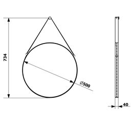 Zrkadlo Sapho Orbiter 50 cm s koženým remienkom, matná čierna ORT050 - galéria #4