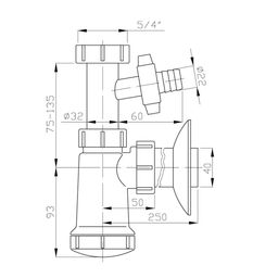 Brucker Umývadlový sifón s 5/4" batériou, DN40, biely 151.110.0 - galéria #1