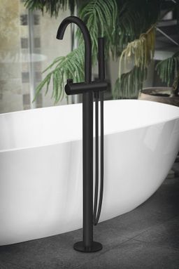 Sapho Rhapsody Voľne stojaca vaňová batéria, 107,7 cm, matná čierna R5018B - galéria #1