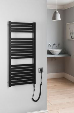 Aqualine Tondi-E DE486T Elektrický radiátor 60x133 cm, čierny matný - galéria #1