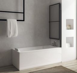Polysan Olbia Vanová zástěna s pneumatickým zdvihem, 123 cm, černá mat, čiré sklo - galéria #1