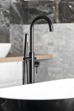 Aqualine Ceto Voľne stojaca vaňová batéria 117,5 cm, matná čierna BV357B - galéria #2