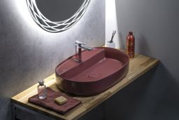 Isvea Infinity Oválne keramické umývadlo na dosku 60x40 cm, bordová červená 10NF65060-2R - galéria #2