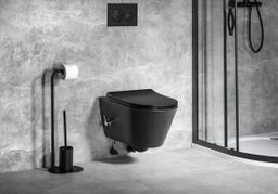 Sapho Avva WC Rimless s bidetovou sprchou a integrovanou batériou, čierna matná 100315-110 - galéria #3