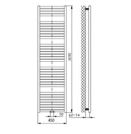 Aqualine Tondi DT446T Radiátor kombinovaný, 45x169cm, čierny mat - galéria #1