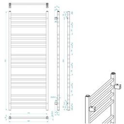 Sapho Metro ME60151BM Radiátor kombinovaný, 60x151 cm, čierny mat - galéria #5