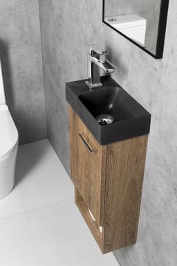 Sapho Piccolino Betonové umývátko 30,8x17 cm, baterie vlevo, antracit PK30016 - galéria #3