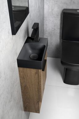 Sapho Piccolino Betonové umývátko 30,8x17 cm, baterie vpravo, antracit PK30516 - galéria #5