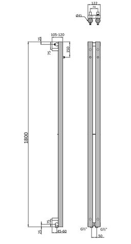 Sapho Pilon IZ125T Radiátor pre vykurovací systém, 12,2x180cm, biely matný - galéria #4