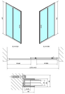 Polysan Easy Black Sprchové dveře 140 cm, čiré, černá matná EL1415B - galéria #6