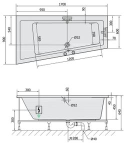 Polysan 81111.4010 Hydromasážna vaňa 170x90x45cm, ľavá-Attraction Hydro-Air, chróm - galéria #1