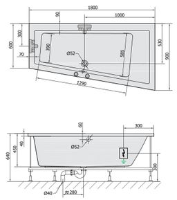 Polysan 78771.3010 Hydromasážna vaňa 180x90x45cm, pravý ťah Hydro, chróm - galéria #1