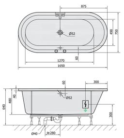 Polysan 35611.4010 Hydromasážna vaňa 165x75x48cm, Attraction Hydro-Air, chróm - galéria #1