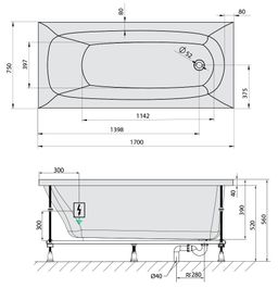 Polysan 26711.1010 Hydromasážna vaňa 170x75x39cm, Active Hydro, chróm - galéria #1