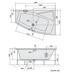 Polysan Evia R Hydromasážna vaňa 160x100x47 cm, pravá, Highline Hydro-Air, biela 12611.6010 - galéria #1