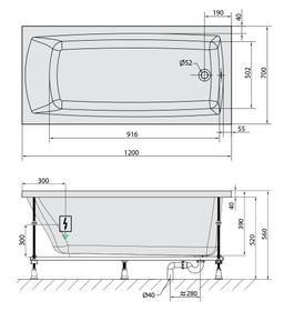Polysan 25111.3010 Hydromasážna vaňa 120x70x39cm, Attraction Hydro, chróm - galéria #1