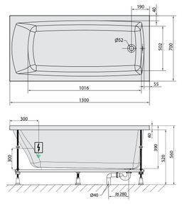 Polysan 77511.3010 Hydromasážna vaňa 130x70x39cm, Attraction Hydro, chróm - galéria #1