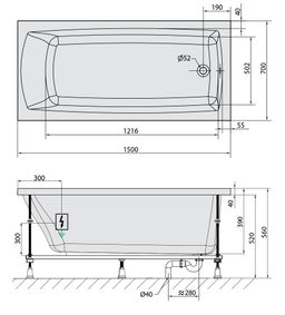 Polysan 72273.1010 Hydromasážna vaňa 150x70x39cm, Active Hydro, chróm - galéria #1