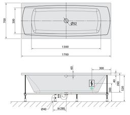 Polysan 72230.4010 Hydromasážna vaňa 170x70x39cm, Attraction Hydro-Air, chróm - galéria #1