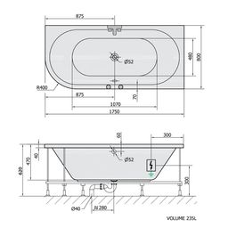 Polysan Viva R Hydromasážna vaňa 175x80x47 cm, pravá strana, Attraction Hydro-Air, biela 78119.4010 - galéria #2