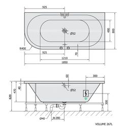 Polysan Viva R Hydromasážna vaňa 185x80x47 cm, pravá, Active Hydro, biela 72129.1010 - galéria #1