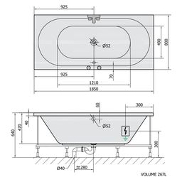 Polysan Viva B Hydromasážna vaňa 185x80x47 cm, Active Hydro, biela 71968.1010 - galéria #1