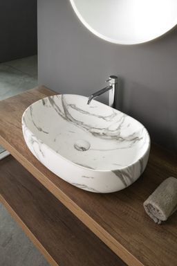 Sapho Caleo Umývadlo 60x42cm, bianco carrara CA590BC - galéria #5