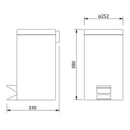 Aqualine Simple Line Odpadkový kôš 12 l, matná čierna 26112 - galéria #1