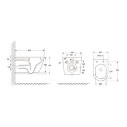Aqualine Denica WC závesné, Vortex Rimless, biela PS8512 - galéria #6