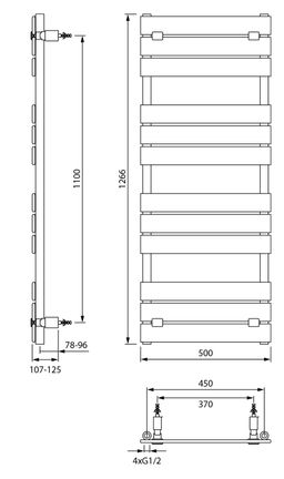 Aqualine Bondeco DC512B Radiátor kombinovaný, 50x126,6 cm, černá mat - galéria #4