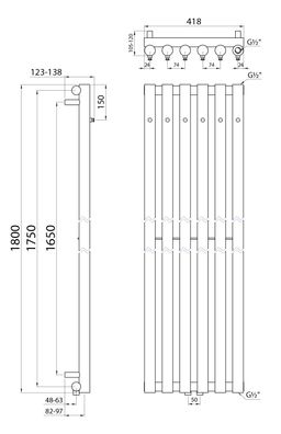 Sapho Pilon IZ131T Radiátor kombinovaný, 41,8x180 cn, bílá mat - galéria #6