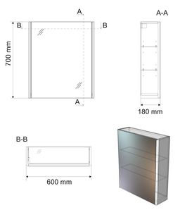 Aqualine Deneb Galerka 60x70x18 cm L/P, bílá mat DN060 - galéria #4