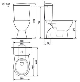 Jika WC kombi misa Lyra Plus s nádržkou Rimless, spodný odpad, biela H8257270002413 - galéria #1
