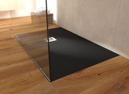 Jika Selina Sprchová vanička 200 × 80 cm, liaty mramor, kamenná štruktúra, čierna H2132K2R110001 - galéria #1