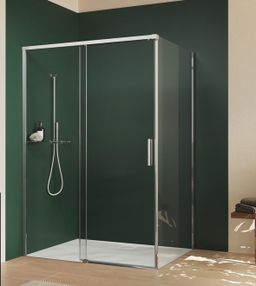 Hüppe Vita Pure Posuvné dvere s koľajničkou, 140 cm, strieborný lesk/čierne sklo VA0006069322 - galéria #1