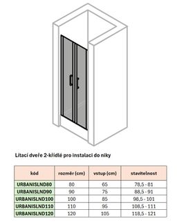 EBS Urbanis Lítací dveře 80 cm dvoukřídlé do niky, stříbrná lesk/čiré sklo URBANISLND80 - galéria #1