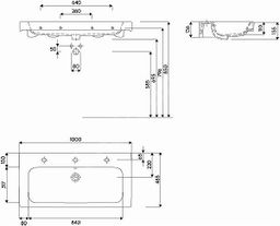 EBS by Geberit Modo Umývadlo 100 cm s otvorom, biele L31900000 - galéria #1