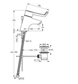 Ideal Standard CeraPlus Bezpečnostná umývadlová batéria s výtokom B8219AA - galéria #1