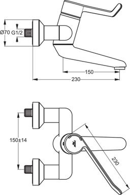 Ideal Standard Bezpečnostná nástenná umývadlová batéria CeraPlus B8223AA - galéria #1
