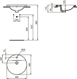 Ideal Standard Connect Umývadlo zapustené, okrúhle 48 cm, E504201 - galéria #2