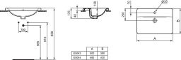 Ideal Standard Connect Zapustené umývadlo obdĺžnik 50 cm, 1 otvor na batériu E504301 - galéria #1
