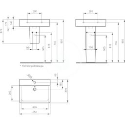 Ideal Standard Connect Space Umývadlo Cube 55x37,5x17,5 cm, Ideal Plus biela E7140MA - galéria #1